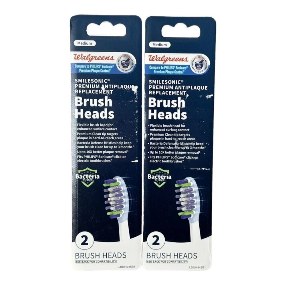 Lot Of 2-Smilesonic Antiplaque Replacement Brush Heads Fits Philips Sonicare
